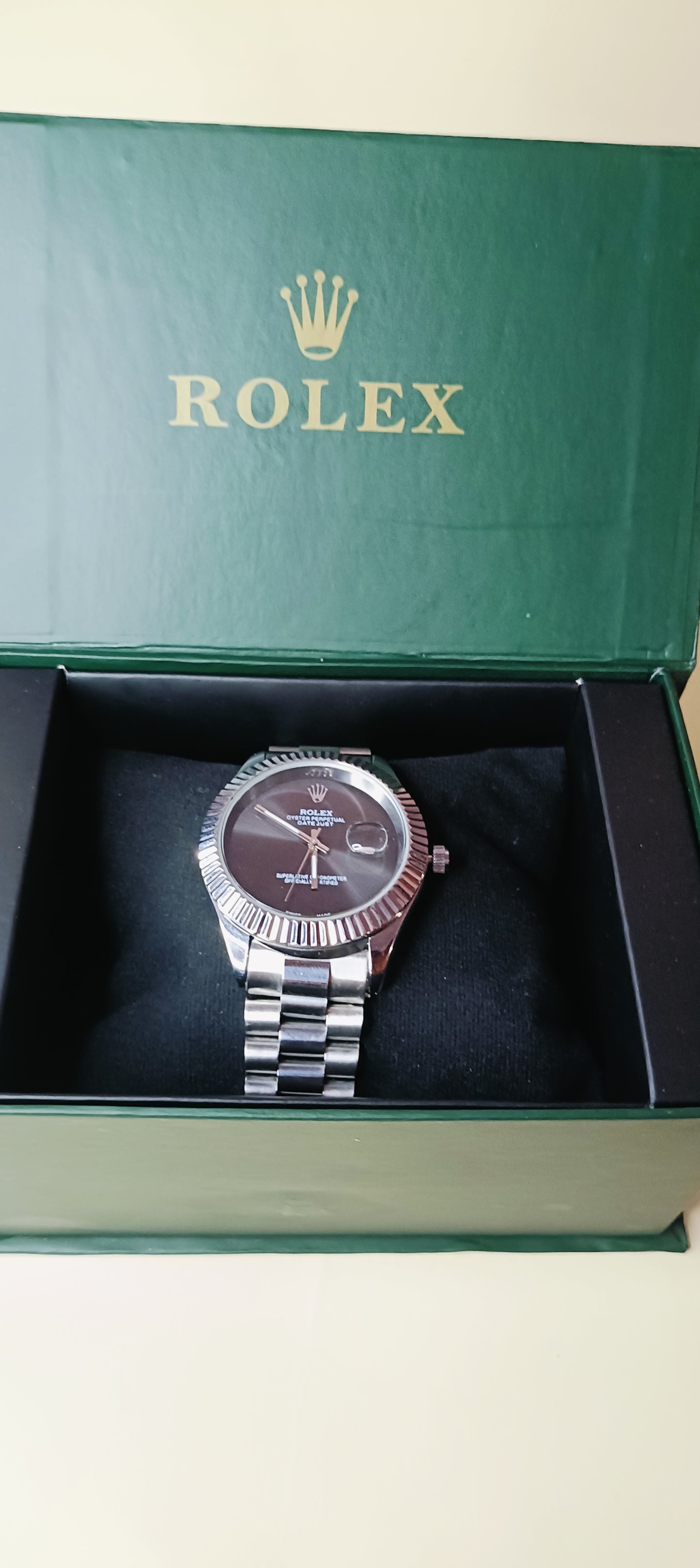 Rolex watch silver with blue dial