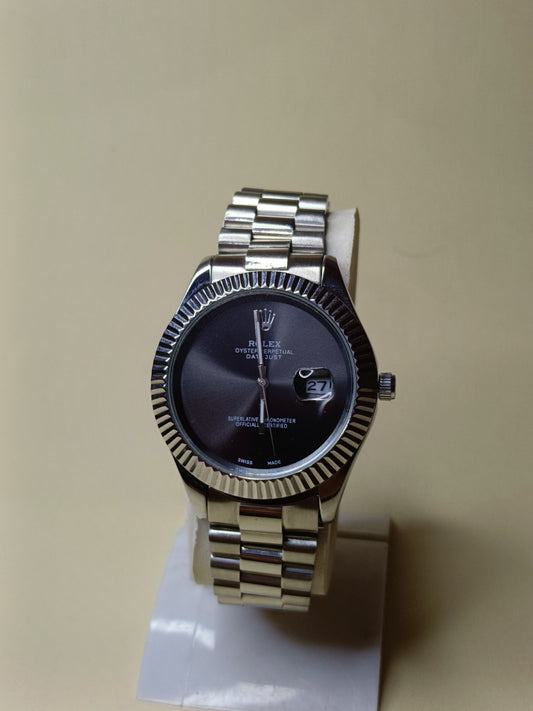 Rolex watch silver with blue dial