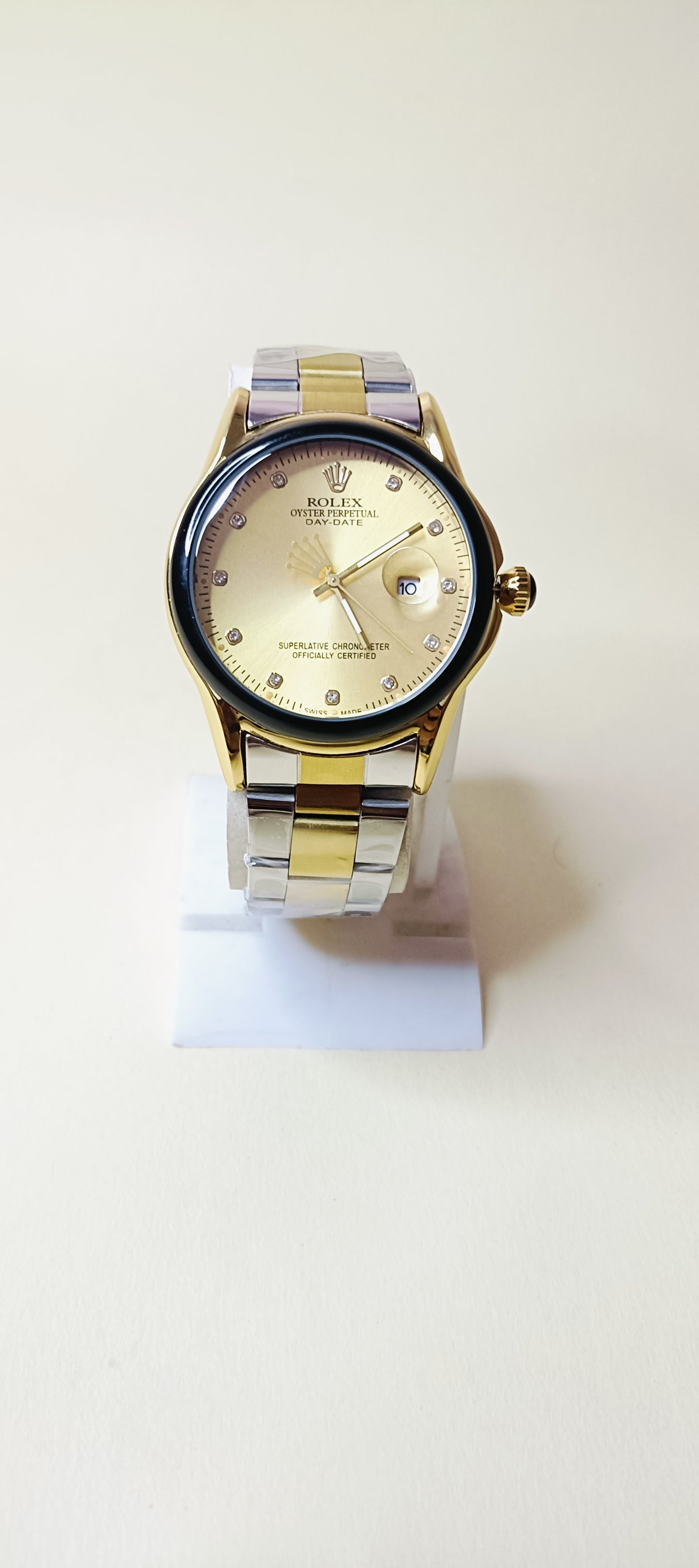 Rolex watch truetone with golden, black dial